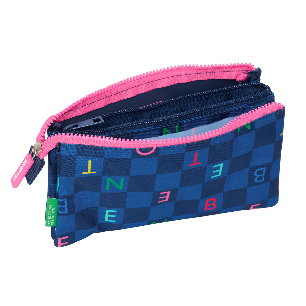 Tredubbel Carry-all Benetton Damero Marinblå 22 x 12 x 3 cm - 2