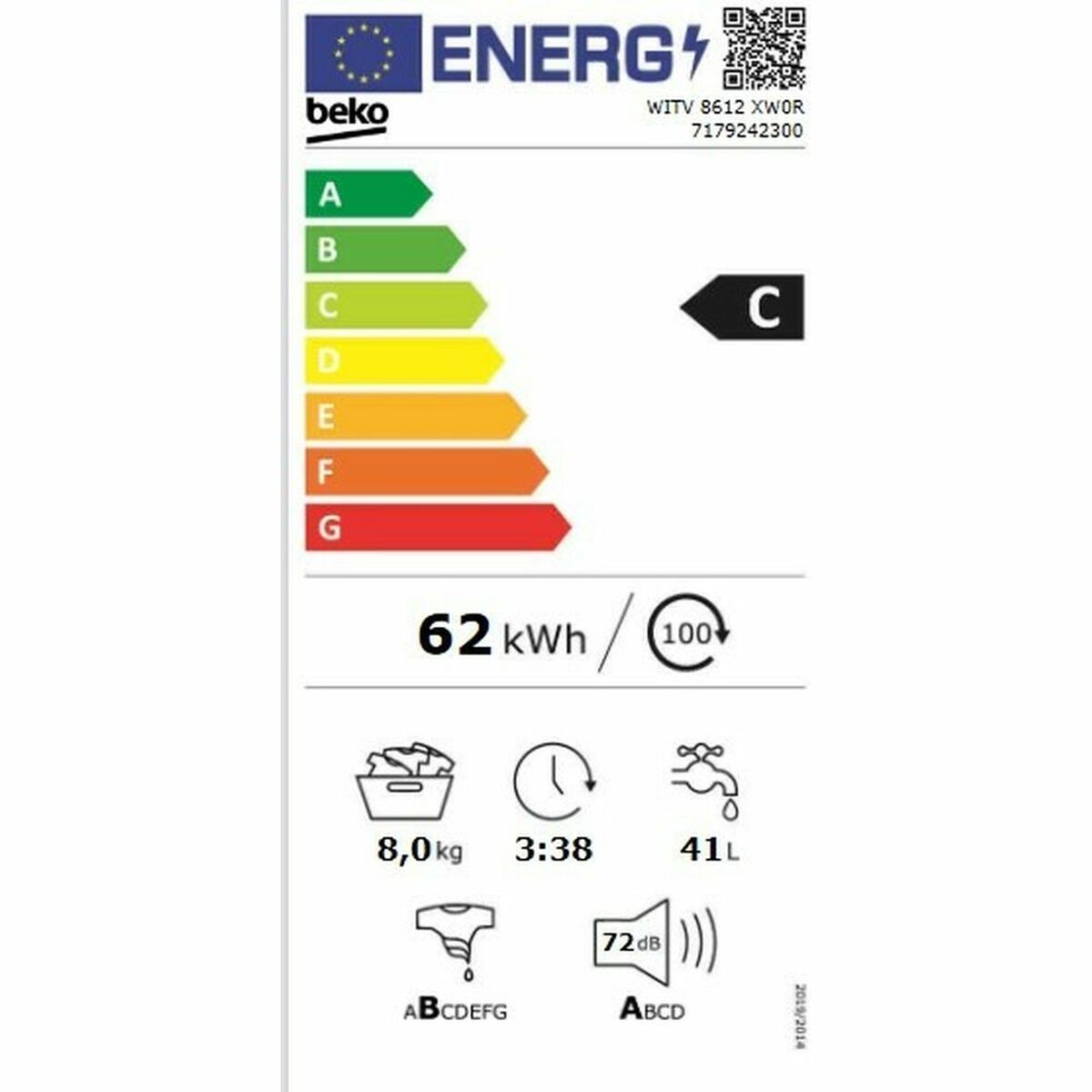 Tvättmaskin BEKO WITV8612XW0R 1200 rpm 60 cm 8 kg - 3