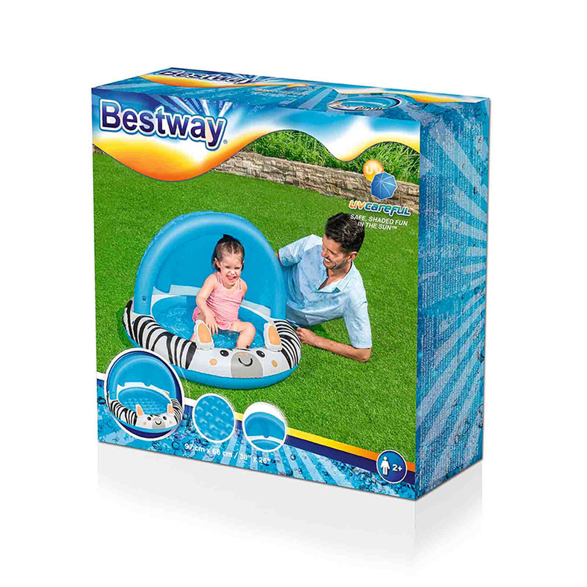 Bestway Uppblåsbar Barnpool Safari Ring 97x66cm +2 År Trädgård 52559 - 9