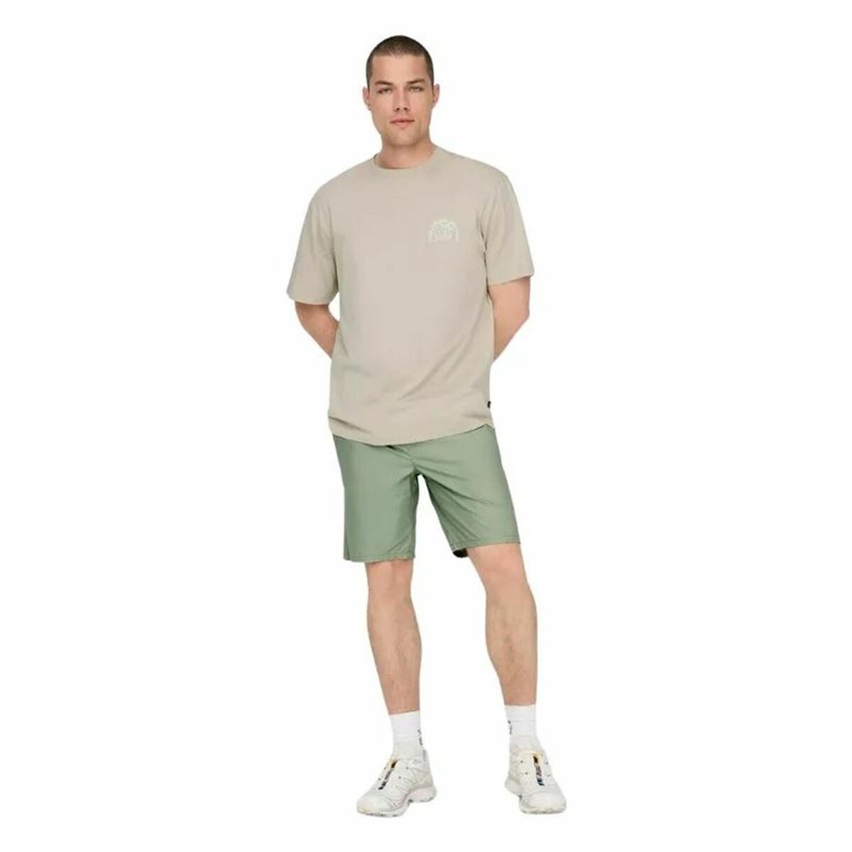 T-shirt med kortärm Herr Only & Sons Onskylan Rlx Icon Varmvit - 3