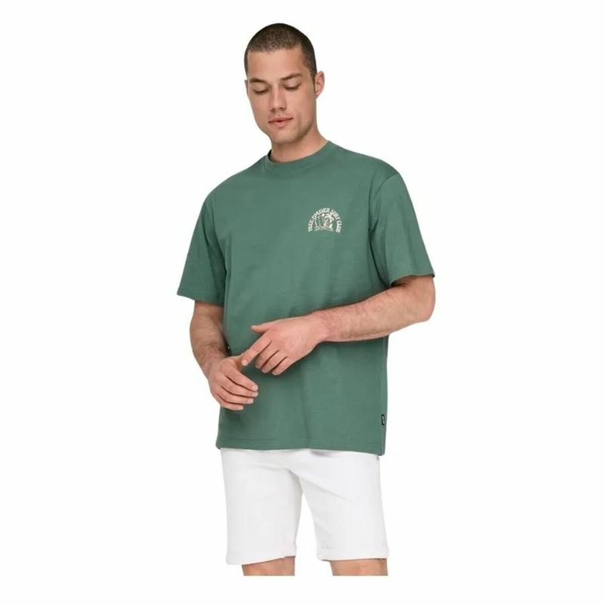 T-shirt med kortärm Herr Only & Sons Onskylan Rlx Icon Mörkgrön - 3