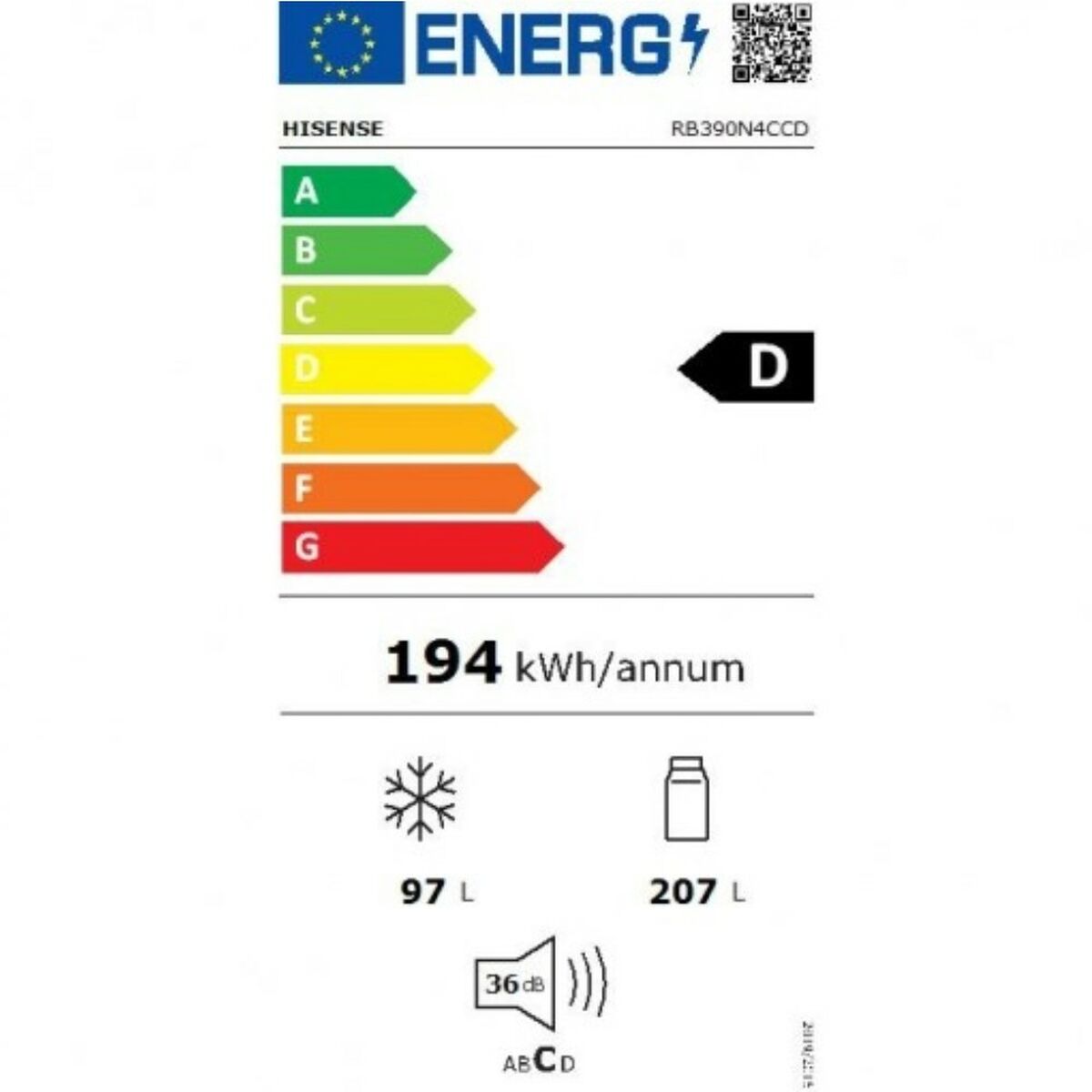 Kombinerat kylskåp Hisense RB390N4CCD  Stål - 2