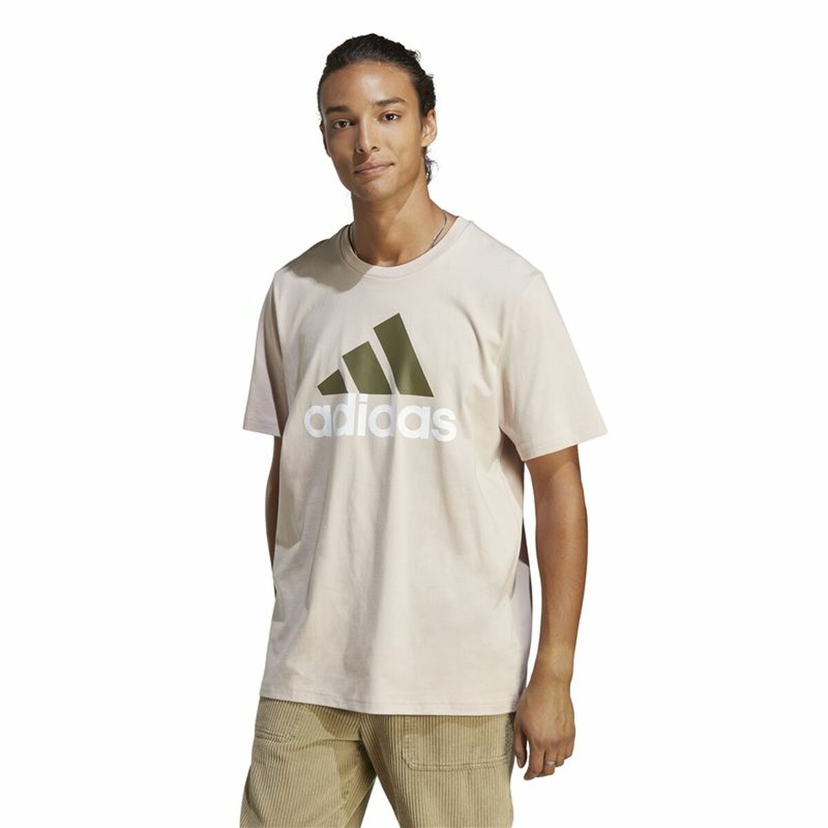 T-shirt med kortärm Herr Adidas Essentials Beige - 2