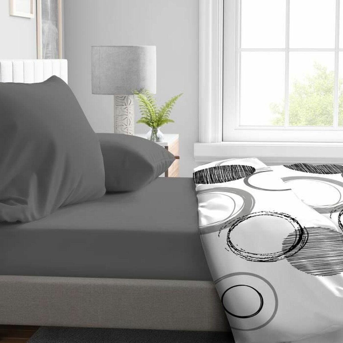 Inpassat underlakan HOME LINGE PASSION HP71766 Grå Antracitgrå 140 x 190 + 30 cm - 3