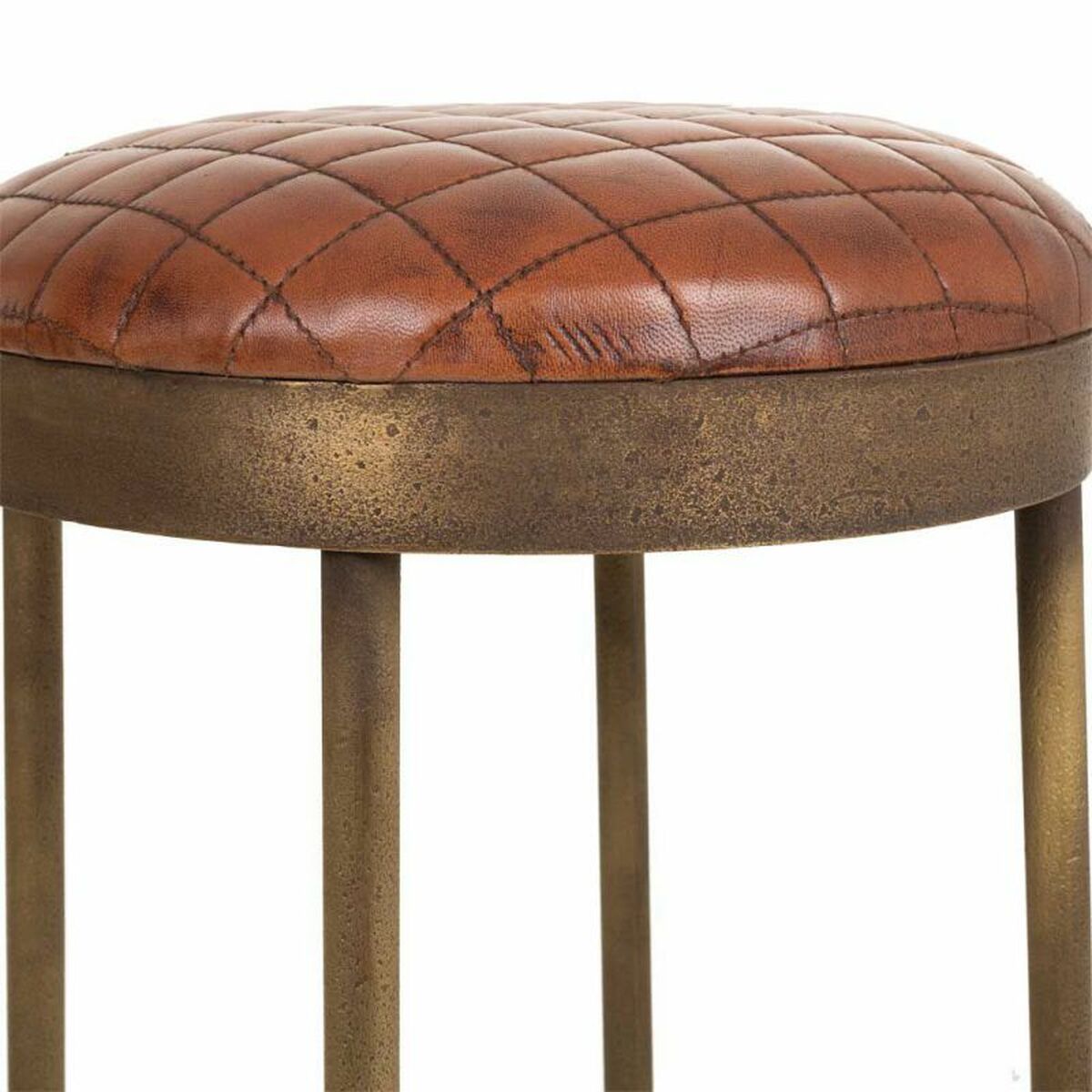 Sittpall Alexandra House Living Brun Läder Mässing Järn 41 x 82 x 41 cm - 3