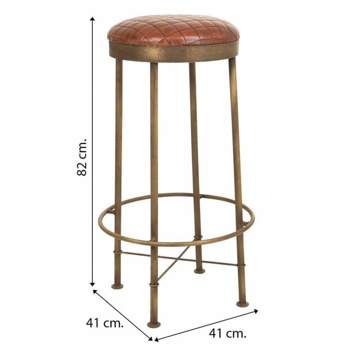 Sittpall Alexandra House Living Brun Läder Mässing Järn 41 x 82 x 41 cm - 6