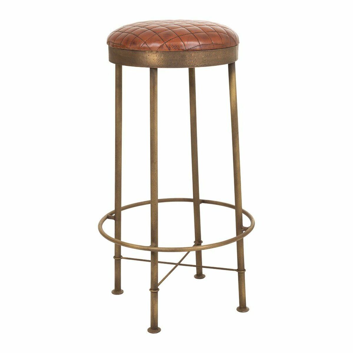 Sittpall Alexandra House Living Brun Läder Mässing Järn 41 x 82 x 41 cm