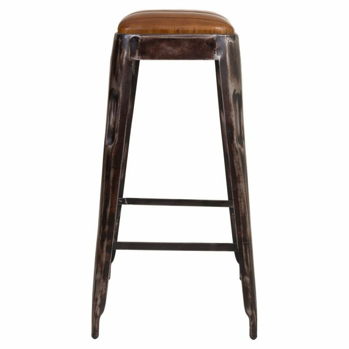 Sittpall Alexandra House Living Brun Svart Läder Järn 40 x 75 x 40 cm - 2