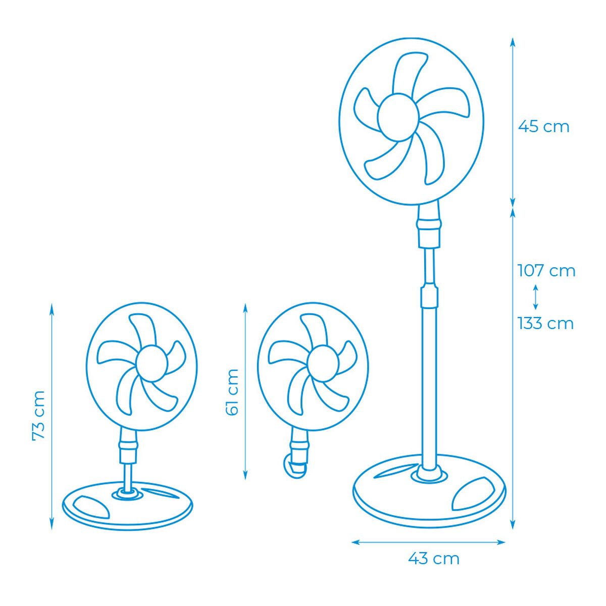 Stående Fläkt EDM 33530 Vit 45 W 3 i 1 - 5
