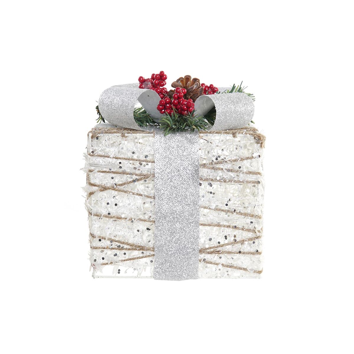 Uppsättning med Dekorativa Lådor DKD Home Decor LED Vit Röd Grön Silvrig 25 x 25 x 30 cm (3 Delar) - 3