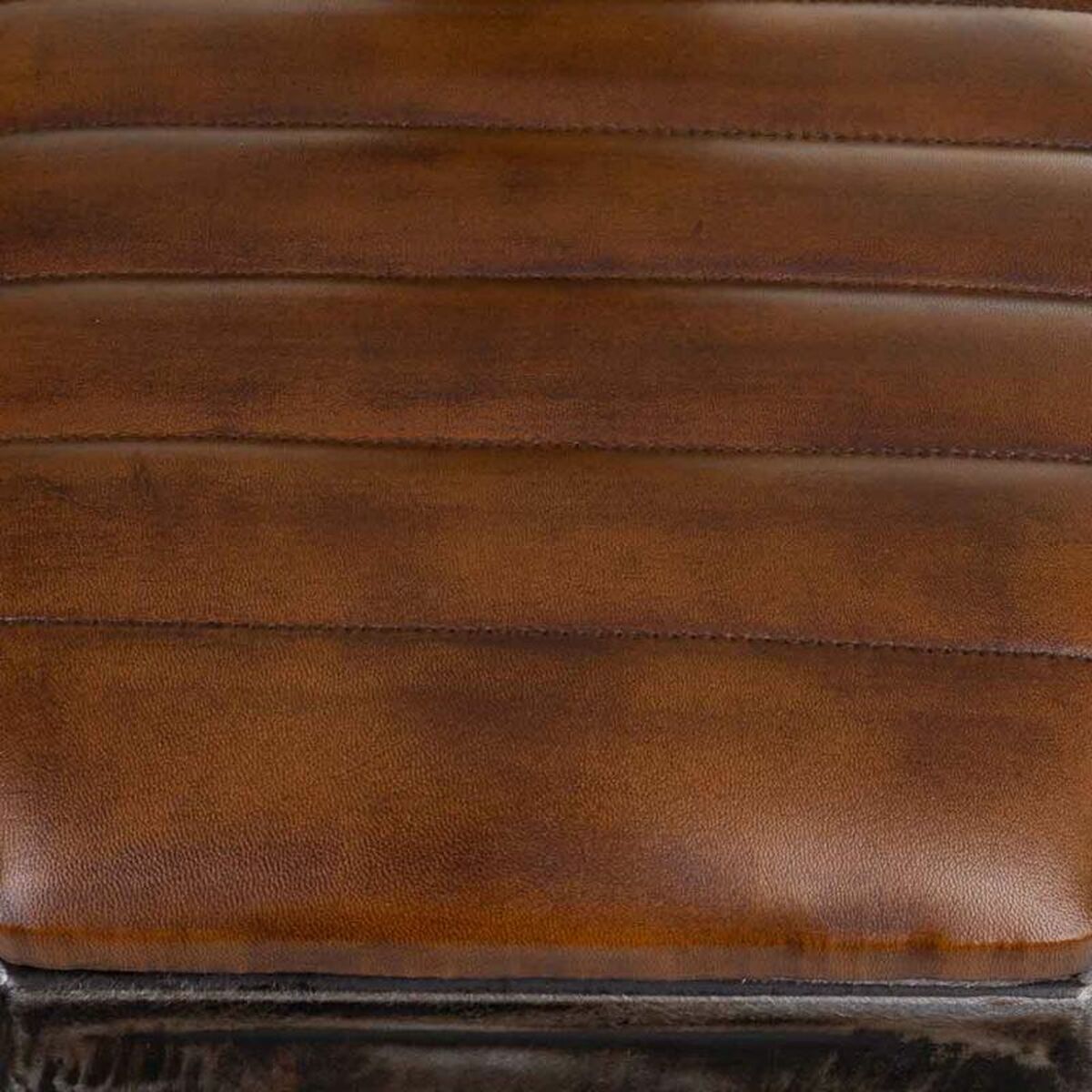 Sittpall Alexandra House Living Brun Svart Läder Järn 53 x 105 x 49 cm - 7