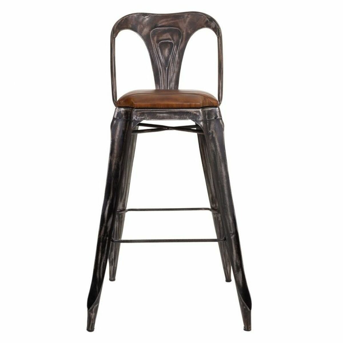 Sittpall Alexandra House Living Brun Svart Läder Järn 53 x 105 x 49 cm - 3