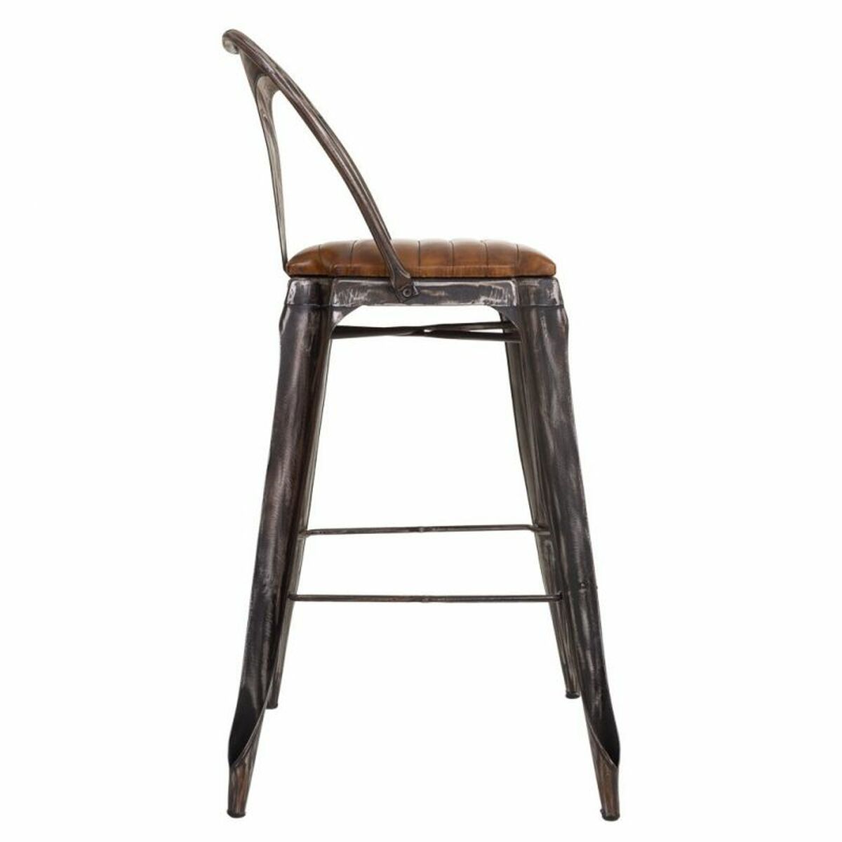 Sittpall Alexandra House Living Brun Svart Läder Järn 53 x 105 x 49 cm - 4