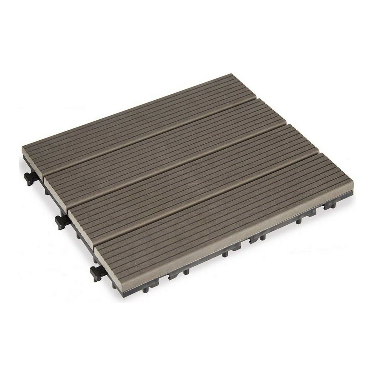 Interlocking golvplattor Ibergarden Svart Trä Polyetylen Komposit 30 x 2,6 x 30 cm
