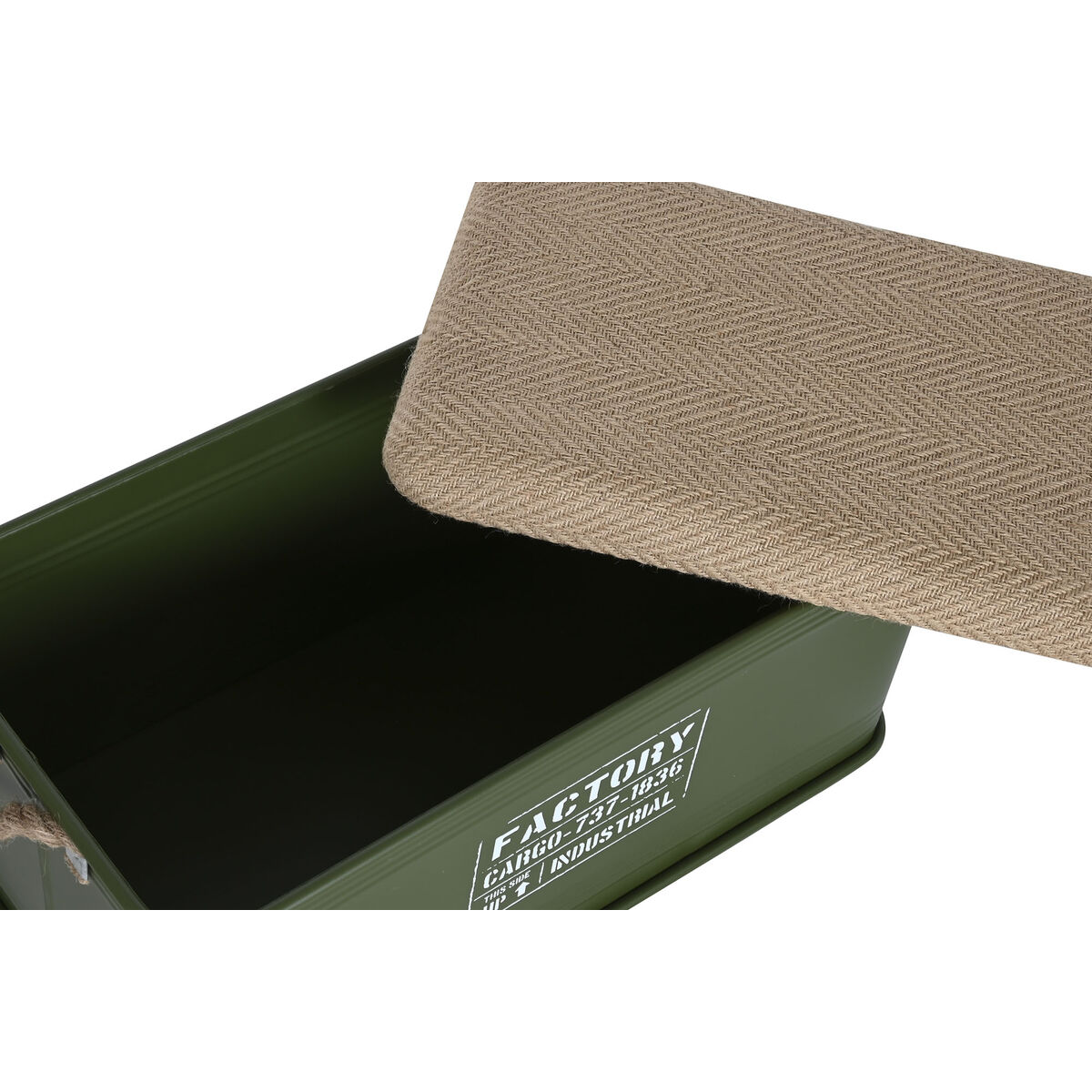 Koffertset Home ESPRIT Mörkgrön Naturell Metall Snöre Fibrer 69 X 37 X 37,5 cm (3 antal) - 3