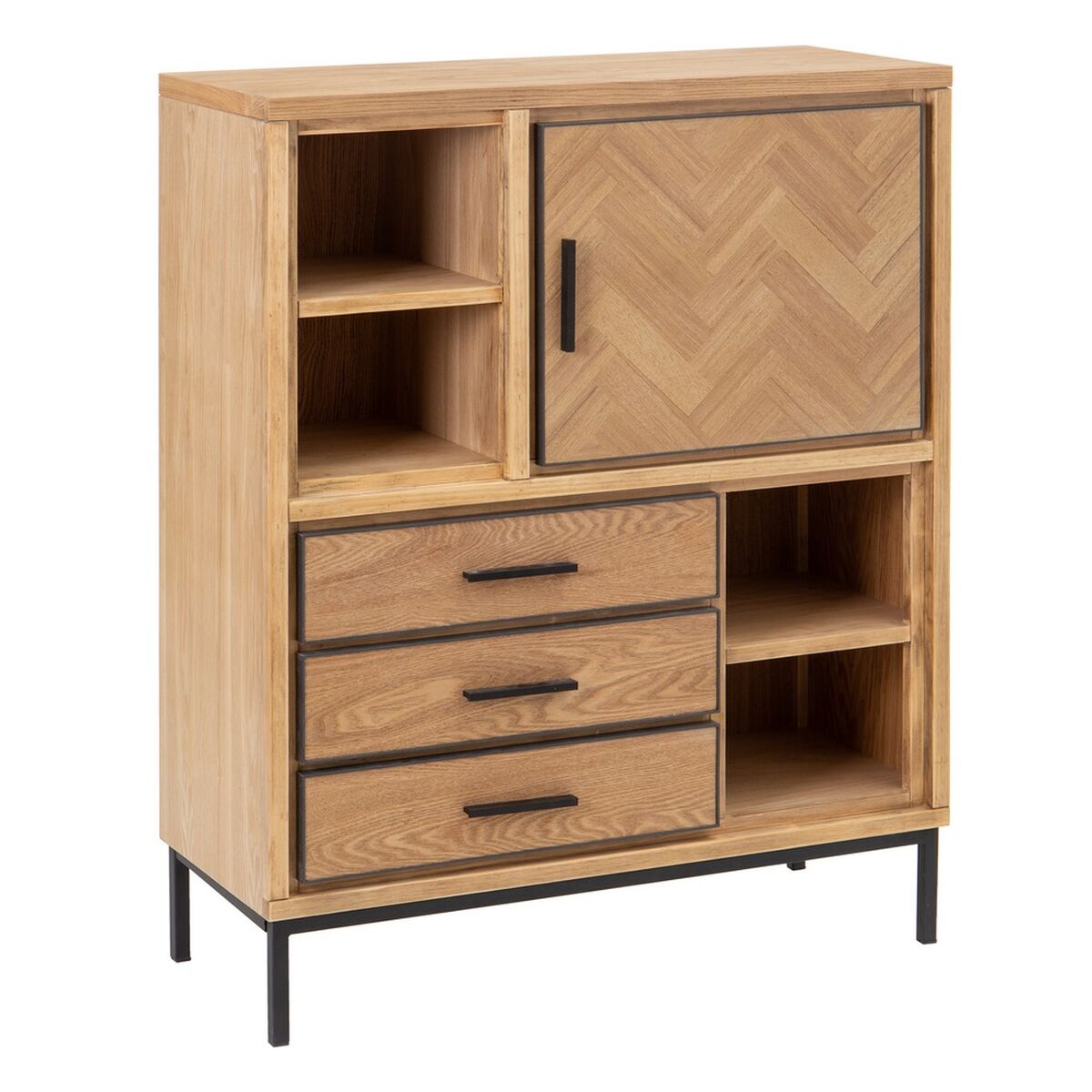 Skänk SPIKE Svart Naturell Trä Metall Askträ Trä MDF 90 x 36 x 115,5 cm