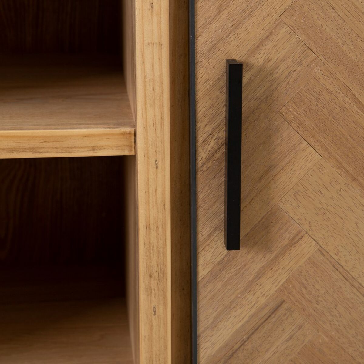 Skänk SPIKE Svart Naturell Trä Metall Askträ Trä MDF 90 x 36 x 115,5 cm - 7