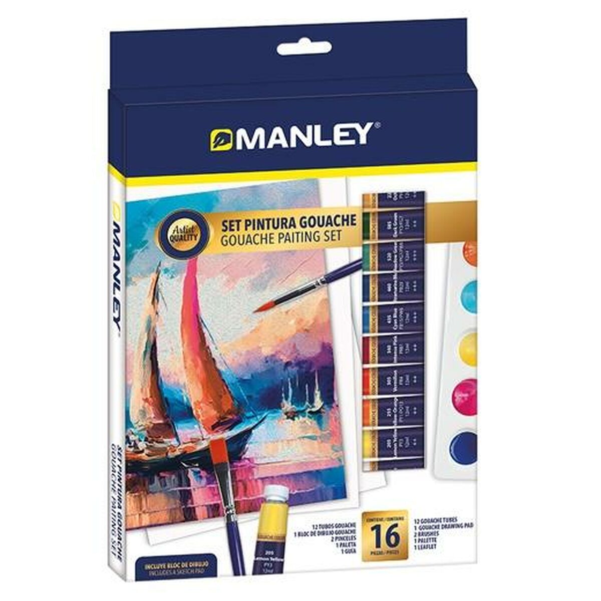 Gouache Painting Set Manley 16 Delar Multicolour - 2