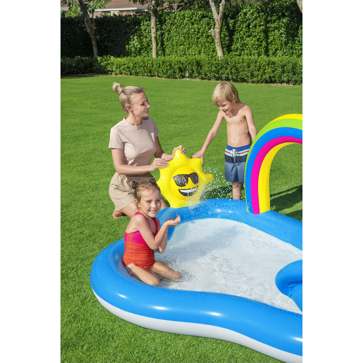 Bestway Uppblåsbar Pool Lekpark Regnbåge 257x145x91 cm +2 År Trädgård 53092 - 6