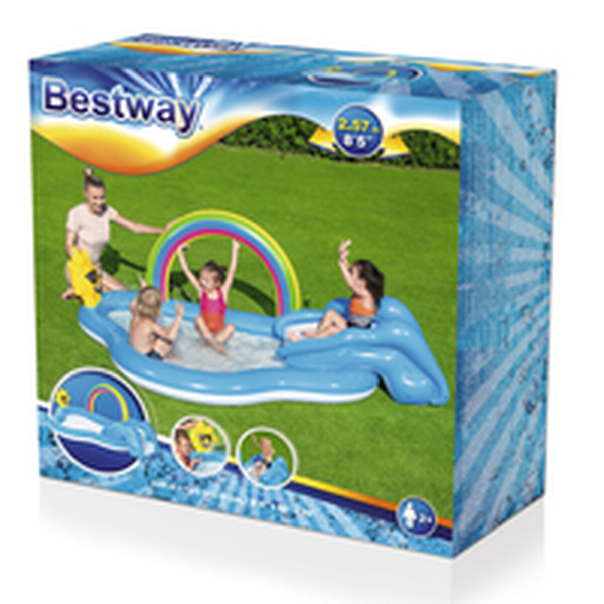 Bestway Uppblåsbar Pool Lekpark Regnbåge 257x145x91 cm +2 År Trädgård 53092 - 12
