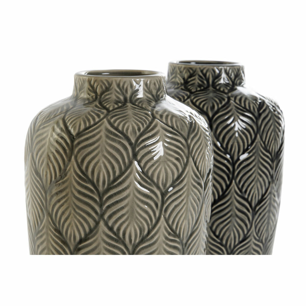Vas DKD Home Decor Beige Porslin Grå Grön Orientalisk 16 x 16 x 26 cm (2 antal) - 3