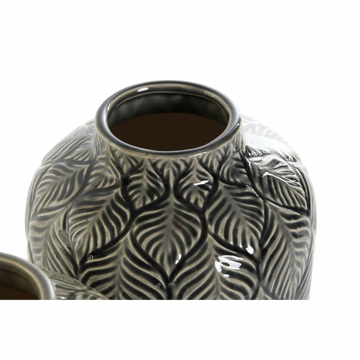Vas DKD Home Decor Beige Porslin Grå Grön Orientalisk 16 x 16 x 26 cm (2 antal) - 2