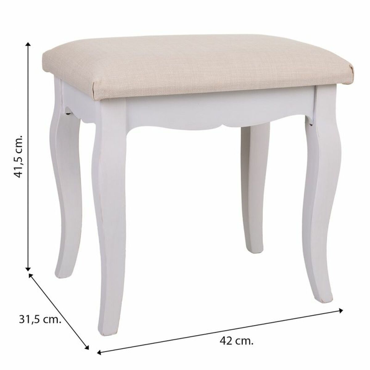 Sittpall Alexandra House Living Vit Brun furuträ Trä MDF 31 x 41 x 42 cm - 6