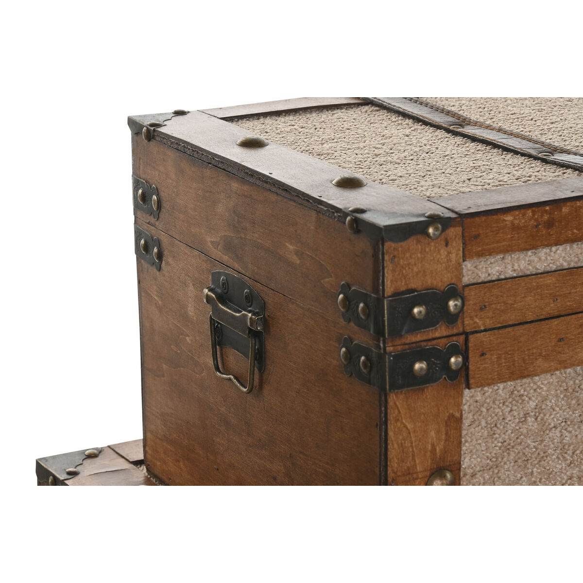 Koffertset Home ESPRIT Brun Beige Polyester Trä 80 x 49 x 45 cm (3 antal) - 2