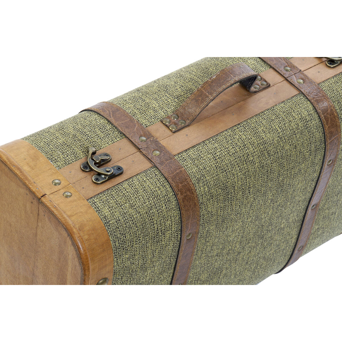 Koffertset Home ESPRIT Grön Trä Kanvas Tropiskt 60 x 24 x 38 cm - 3