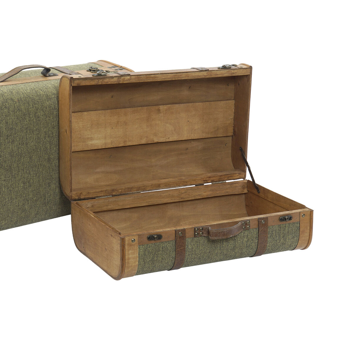 Koffertset Home ESPRIT Grön Trä Kanvas Tropiskt 60 x 24 x 38 cm - 4