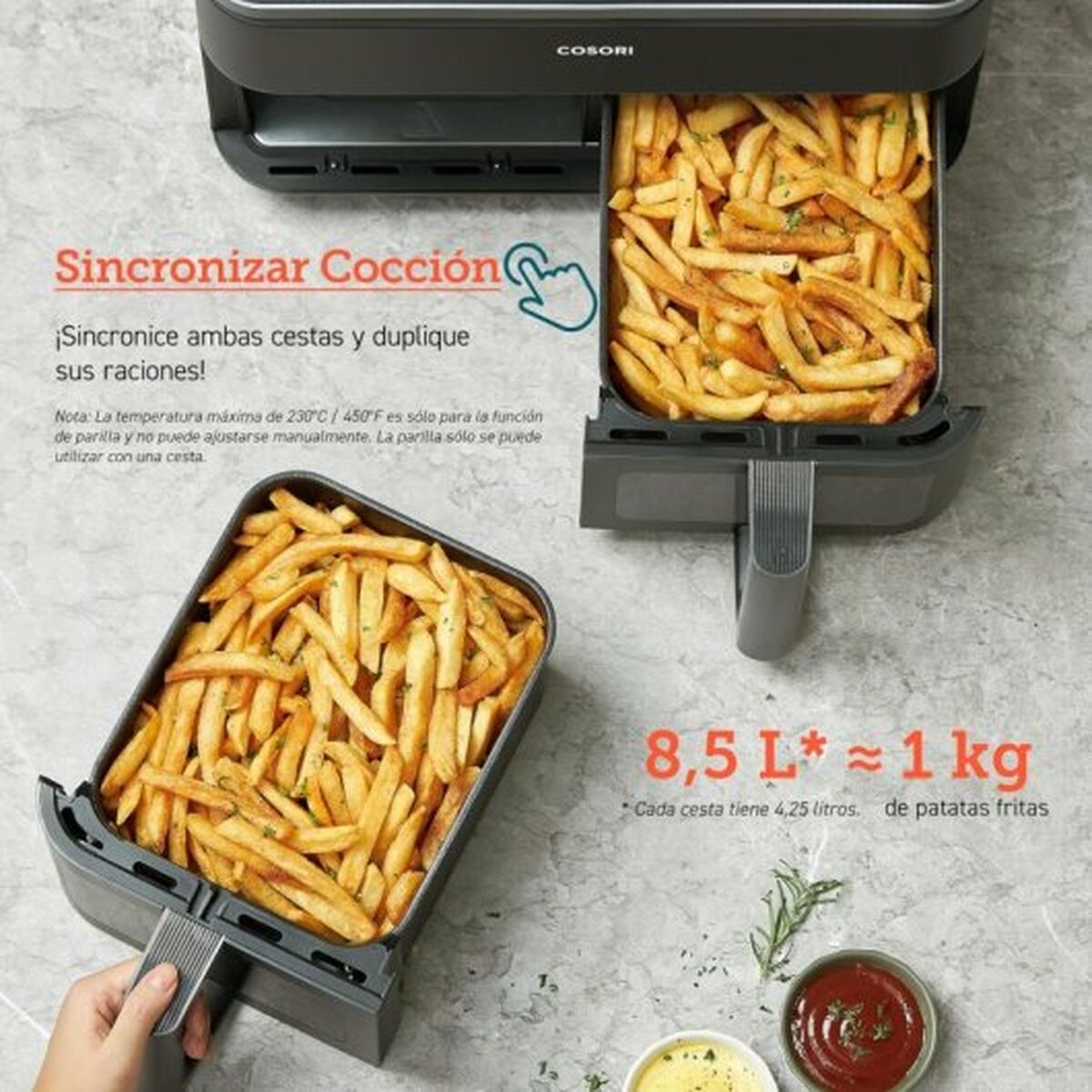 Luftfritös Cosori Dual Basket 8.5 Chef Edition Svart 8,5 L - 6