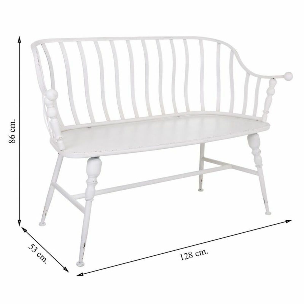 Bänk Alexandra House Living Vit Järn 53 x 86 x 128 cm - 8