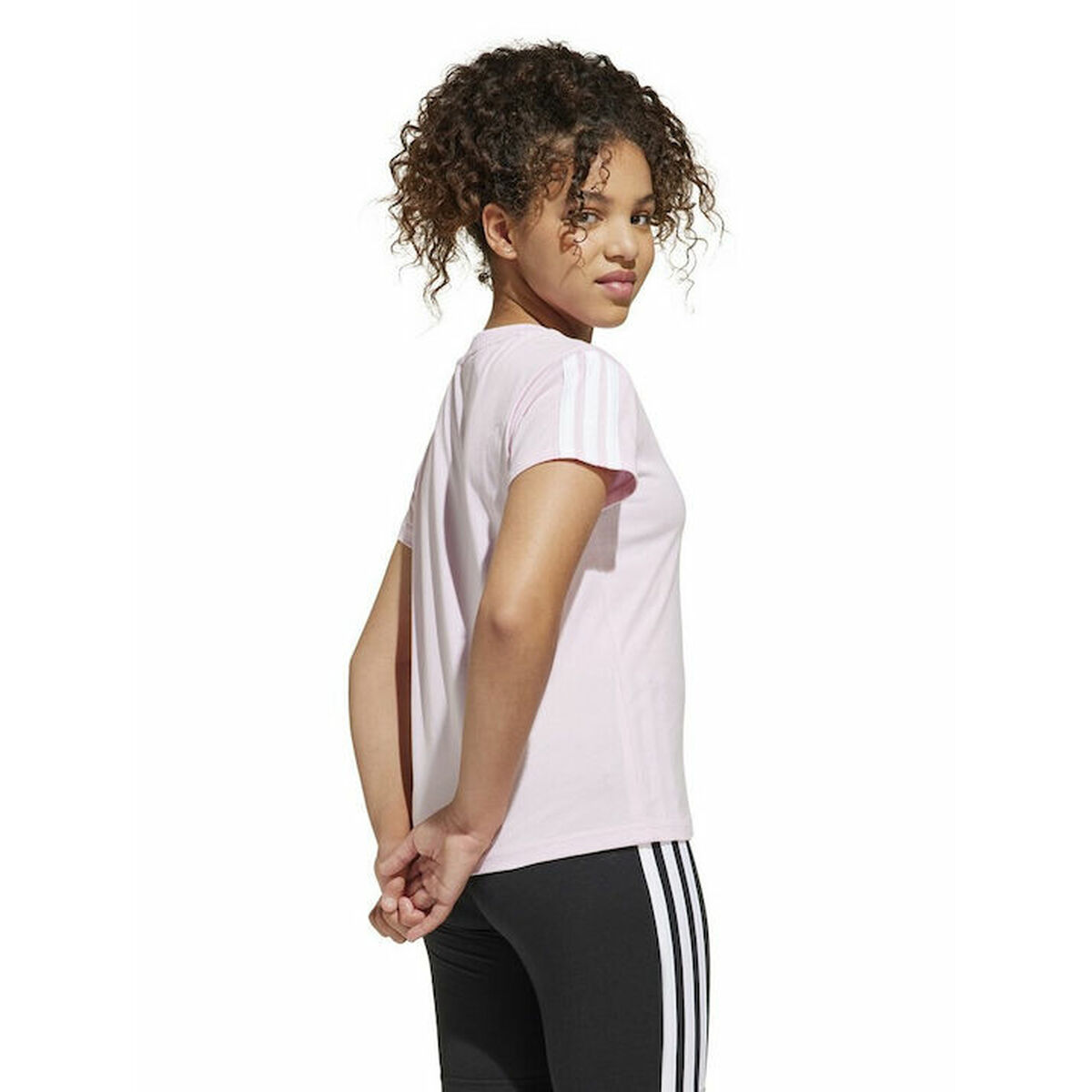 Barn T-shirt med kortärm Adidas JG 3S TEE 160 JF3678 Rosa - 3