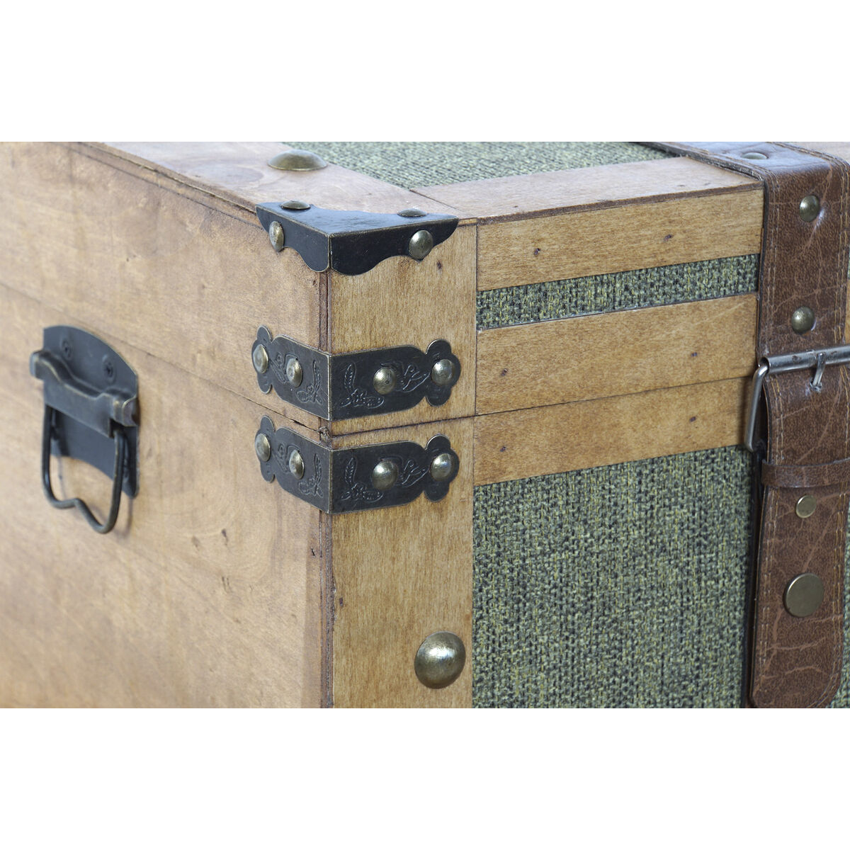 Koffertset Home ESPRIT Grön Trä Kanvas Tropiskt 81 x 50 x 45 cm (3 antal) - 2