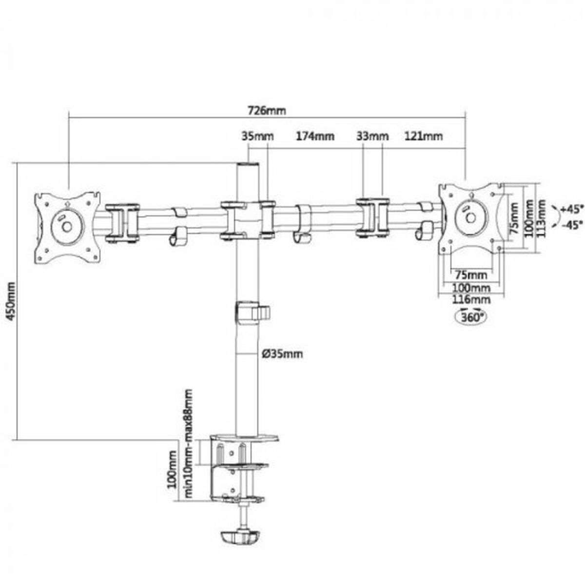 Bordfäste för Skärm Equip 650115 13"-27" - 3