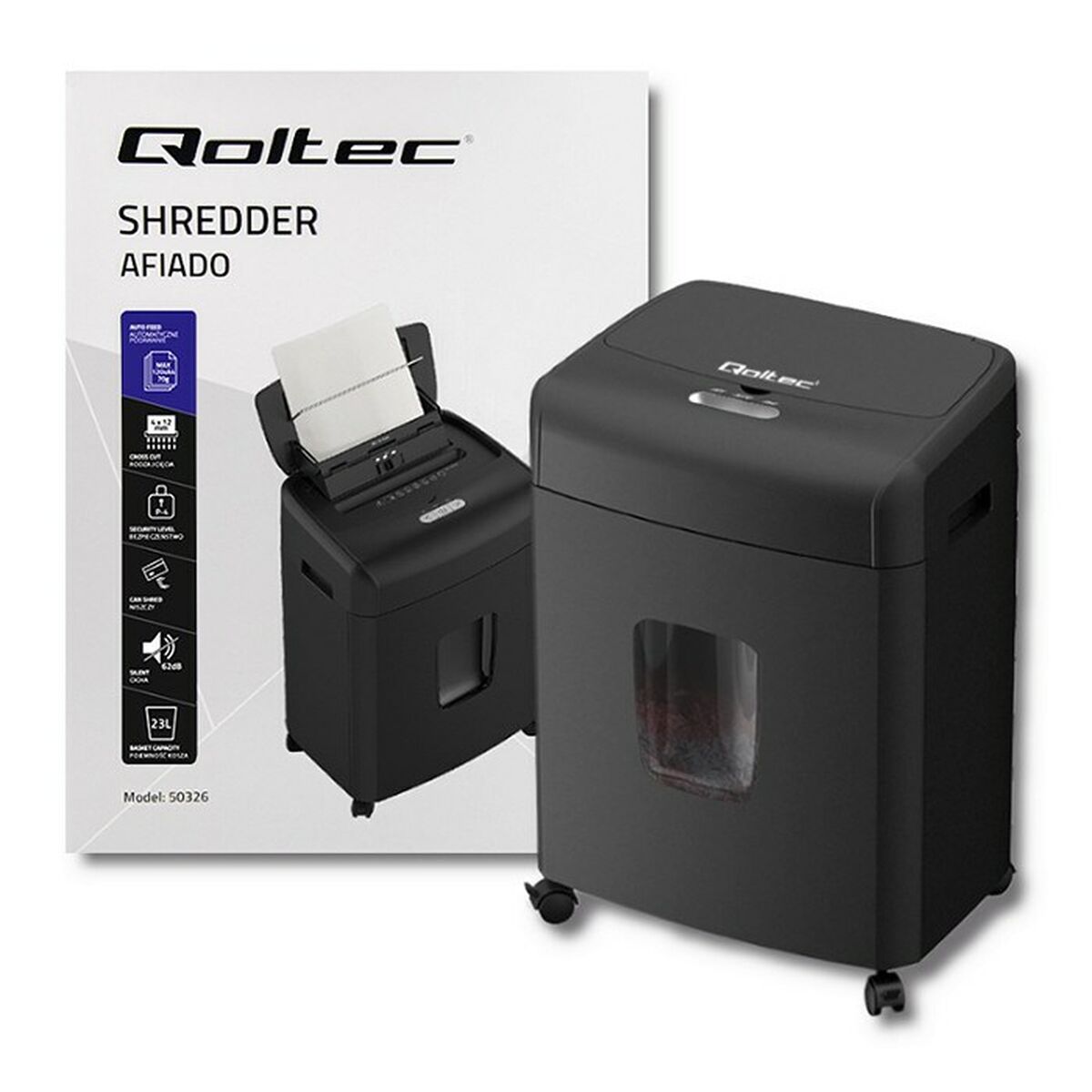 Dokumentförstörare Qoltec 50326 - 3