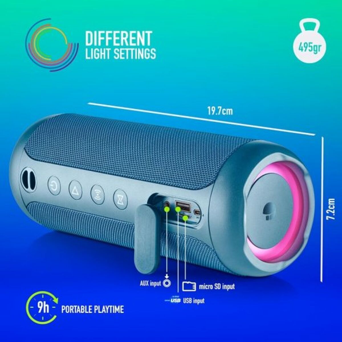 Bärbar Bluetooth Högtalare NGS ROLLERFURIA2BLUE - 3