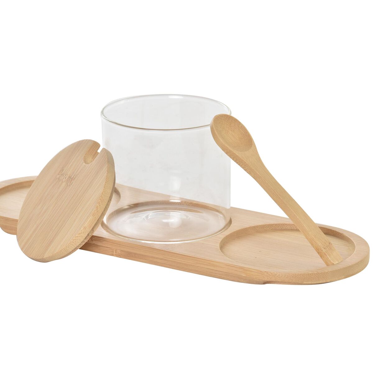Sockerströare DKD Home Decor Grundläggande Transparent Naturell Bambu 3 Delar 8,5 cm 29 x 10 x 10 cm - 4