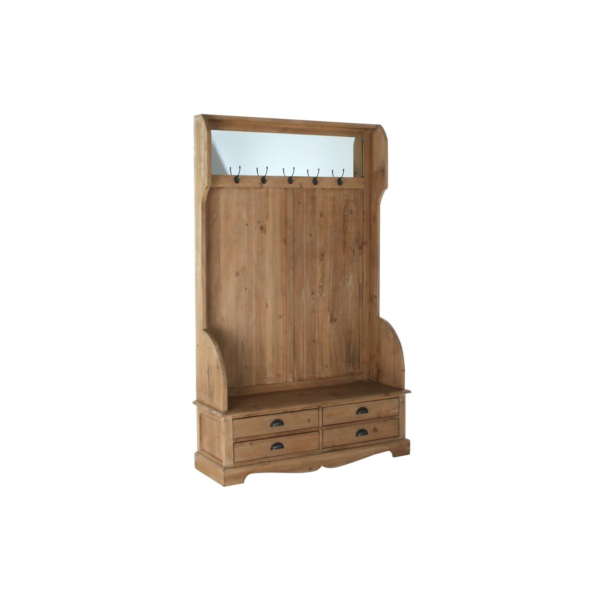Klädhängare med hylla DKD Home Decor Brun Svart Furu Speglar Naturell Alpino 124 x 40 x 200 cm - 3