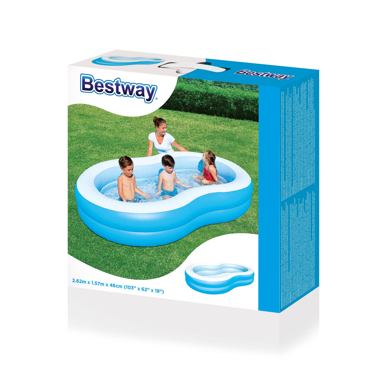 Bestway Uppblåsbar Pool 2 Kammare Stora Sjön 262x157x46 cm +3 År Trädgård 54117 - 2
