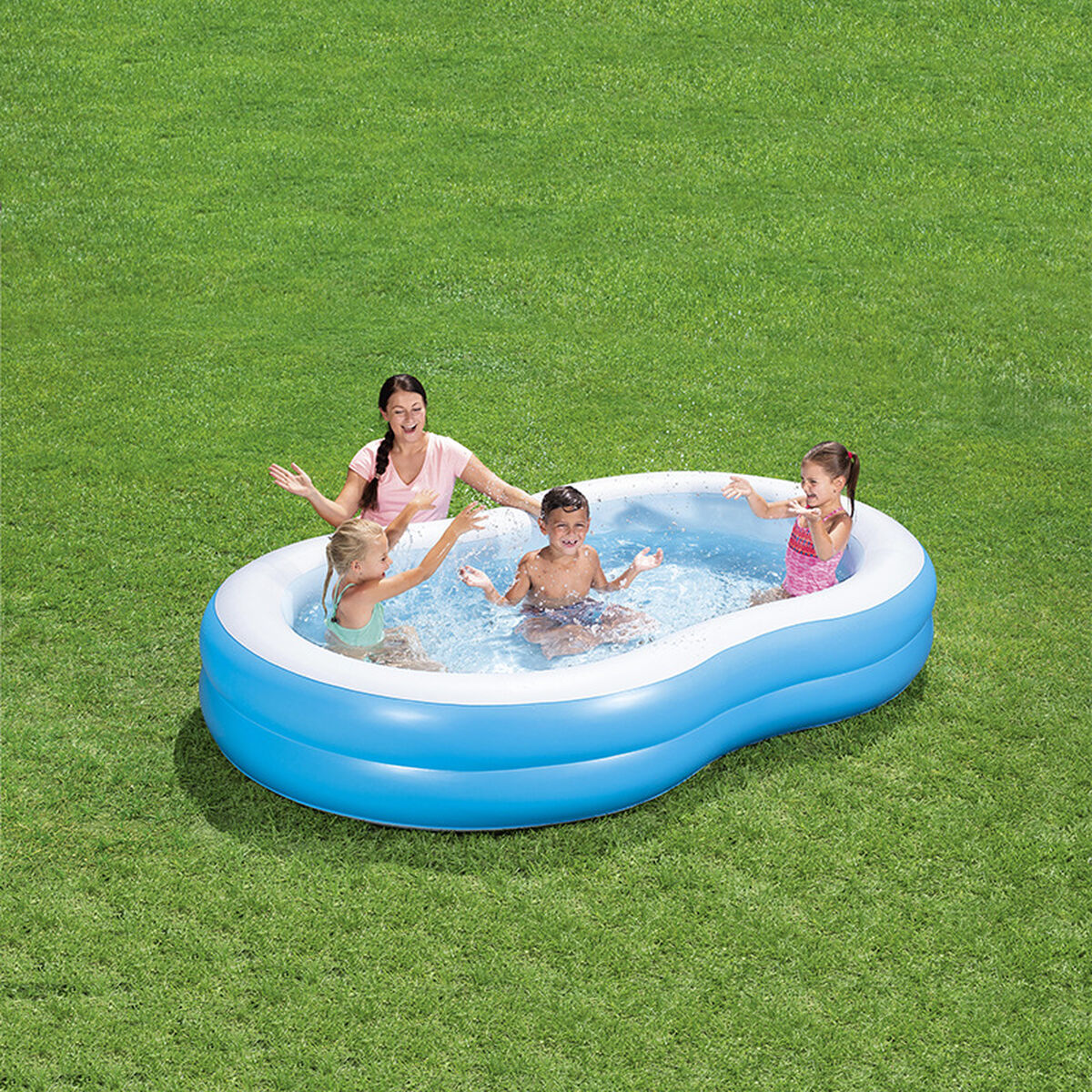 Bestway Uppblåsbar Pool 2 Kammare Stora Sjön 262x157x46 cm +3 År Trädgård 54117 - 3