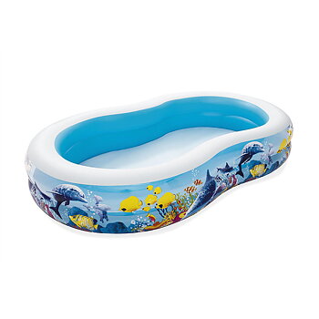 Bestway Uppblåsbar Pool 2 Kamrar Havsgolv 262x157x46 cm +3 År Trädgård 54118