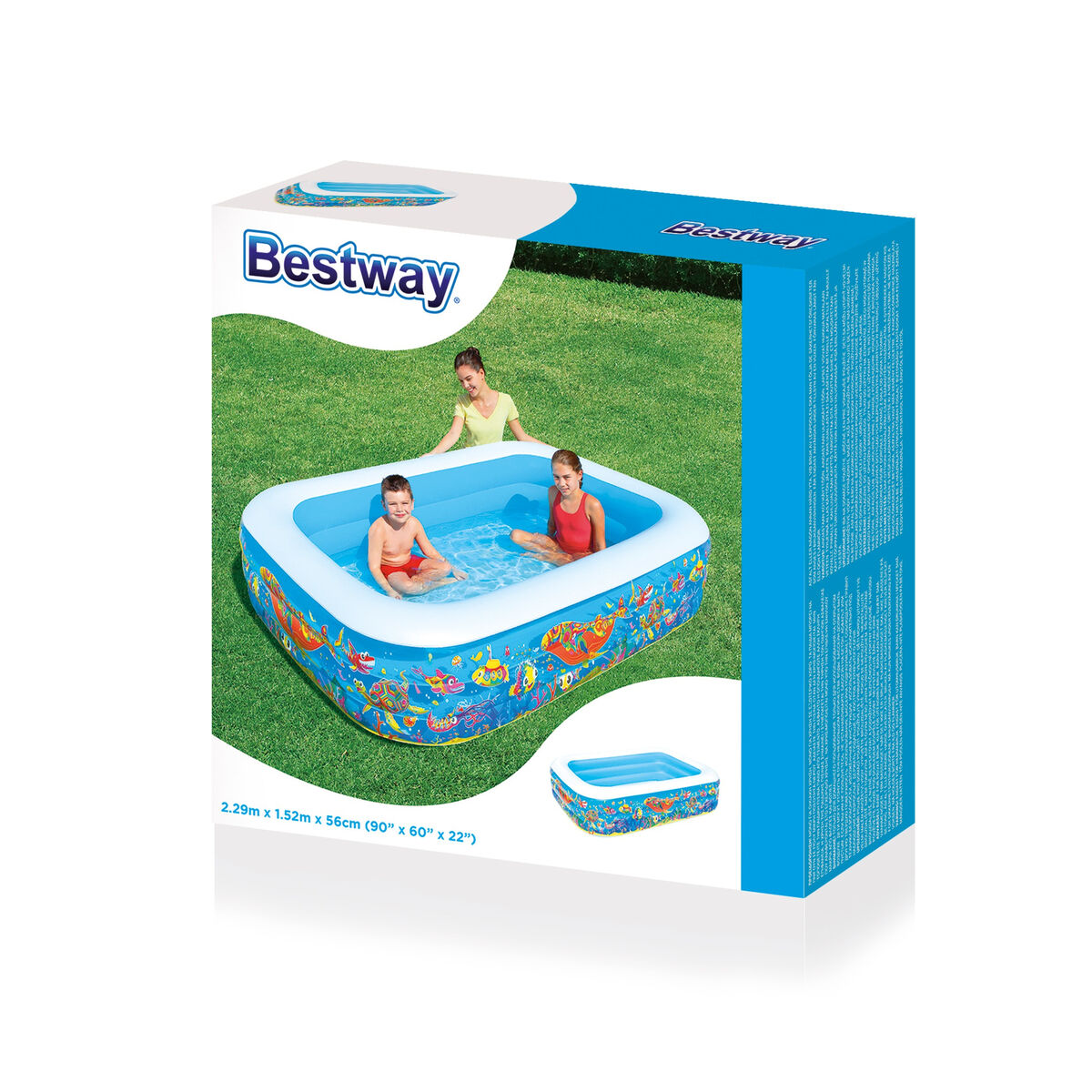 Bestway Uppblåsbar Pool 3 Kamrar Floral 229x152x56 cm +6 År Trädgård 54120 - 5