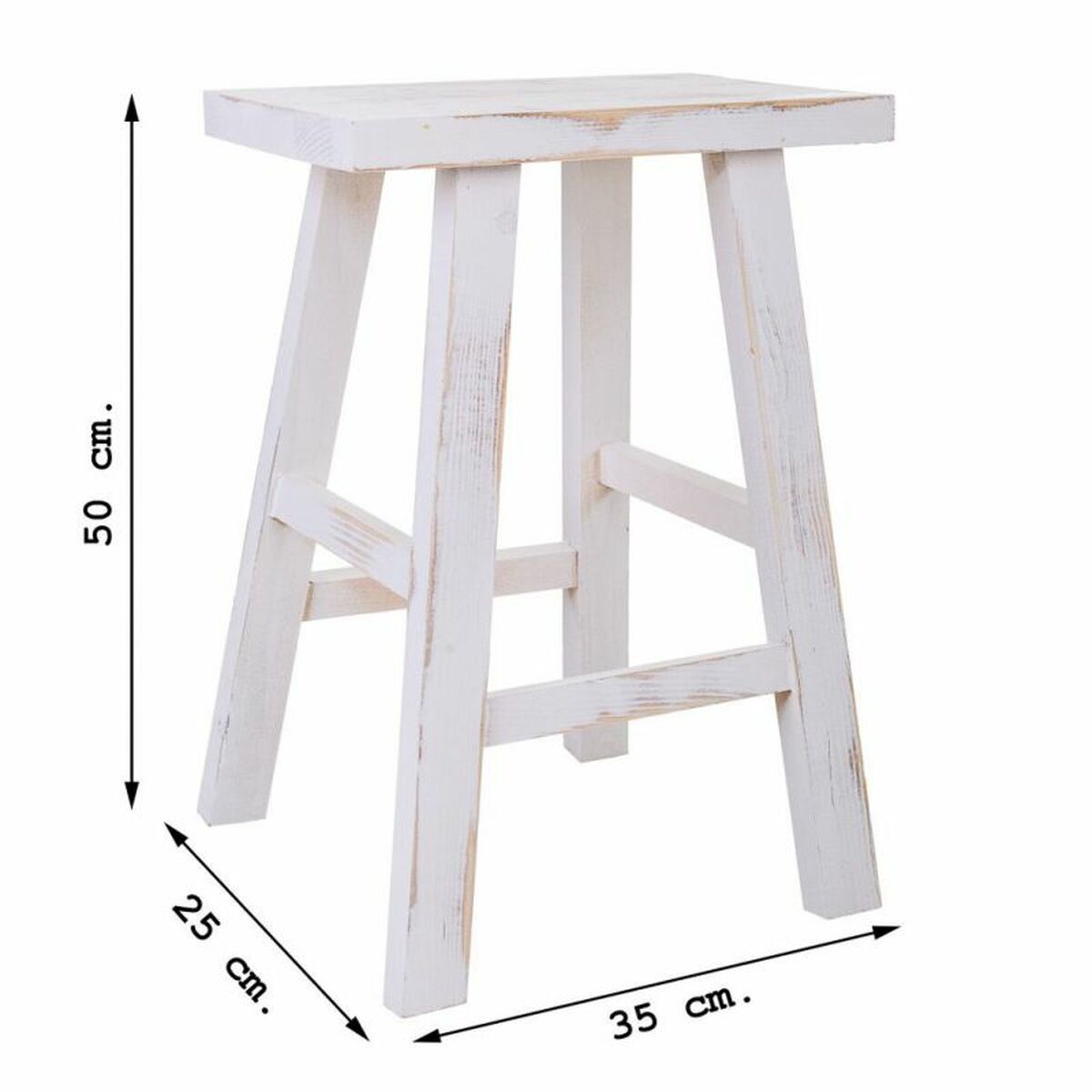Sittpall Alexandra House Living Vit Furu 25 x 50 x 35 cm - 8