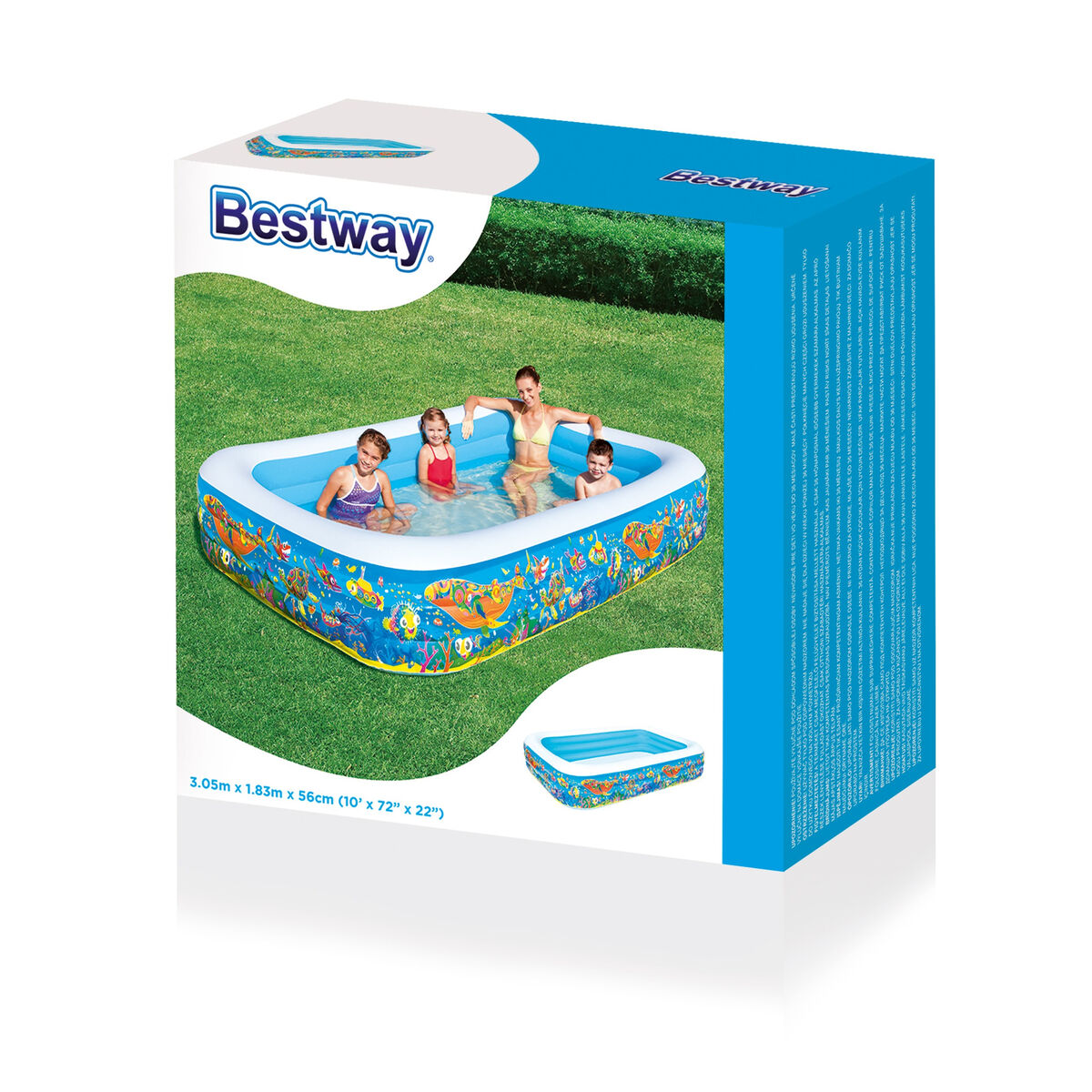 Bestway Uppblåsbar Pool 3 Kammare Floral 305x183x56 cm +6 År Trädgård 54121 - 5