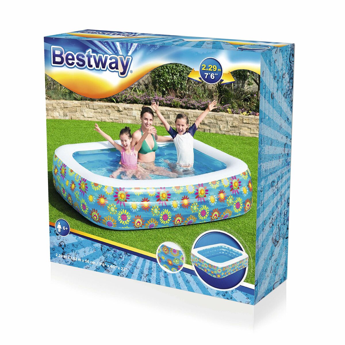 Bestway Uppblåsbar Pool 3 Kammare Floral 305x183x56 cm +6 År Trädgård 54121 - 13