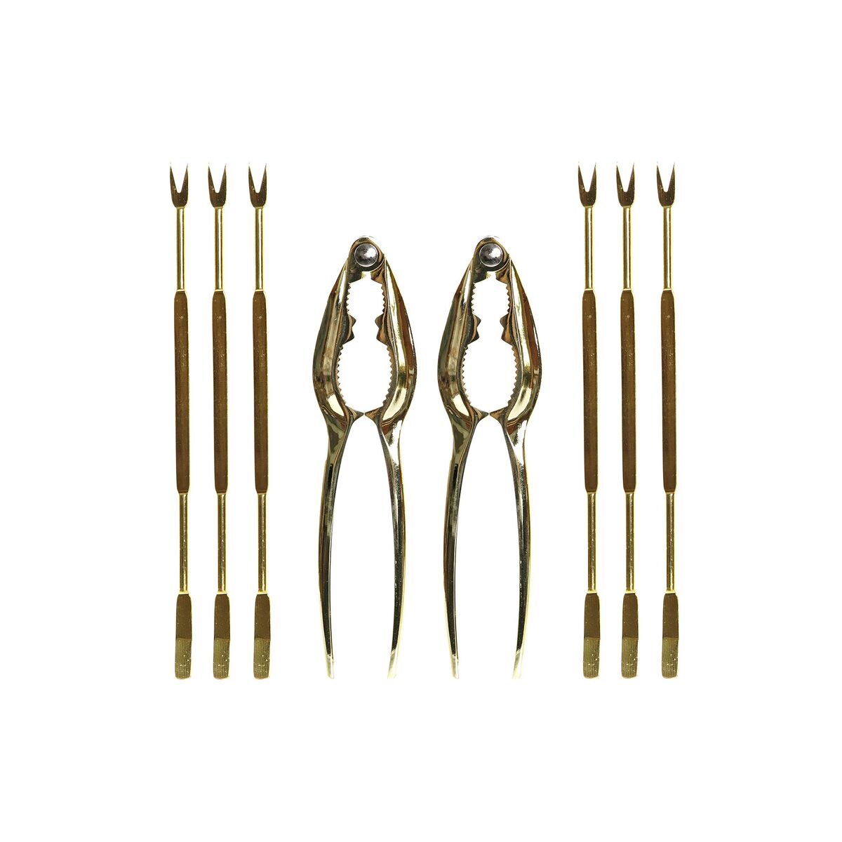 Seafood Set DKD Home Decor Gyllene Rostfritt stål 8 Delar 3 x 3 x 15 cm - 7