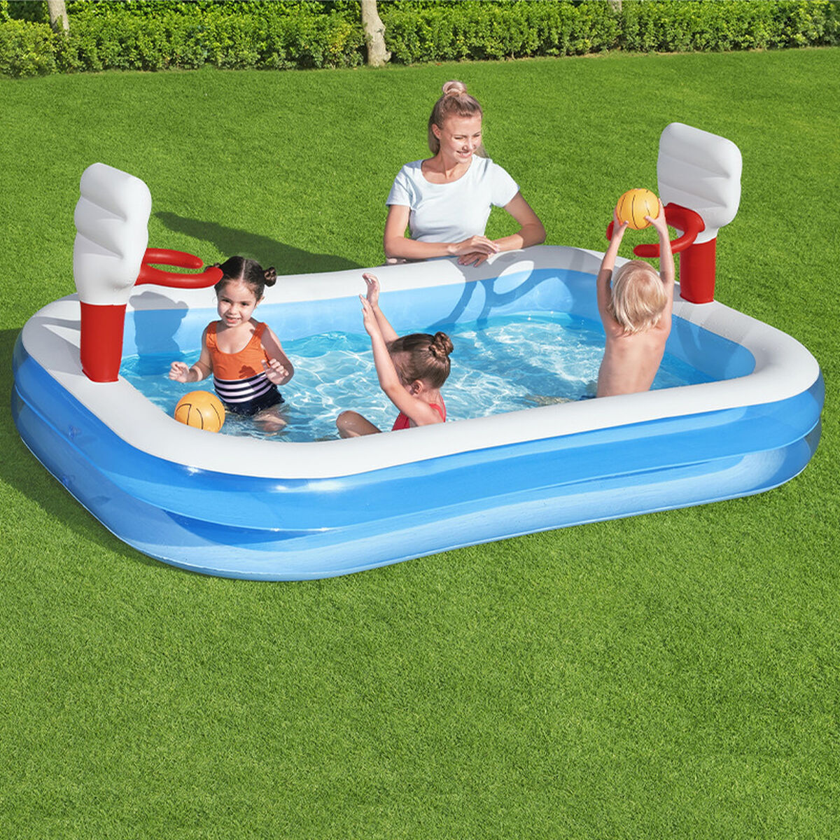 Bestway Uppblåsbar Barnpool Basket Spel 251x168x102 cm +3 År Trädgård 54122 - 2