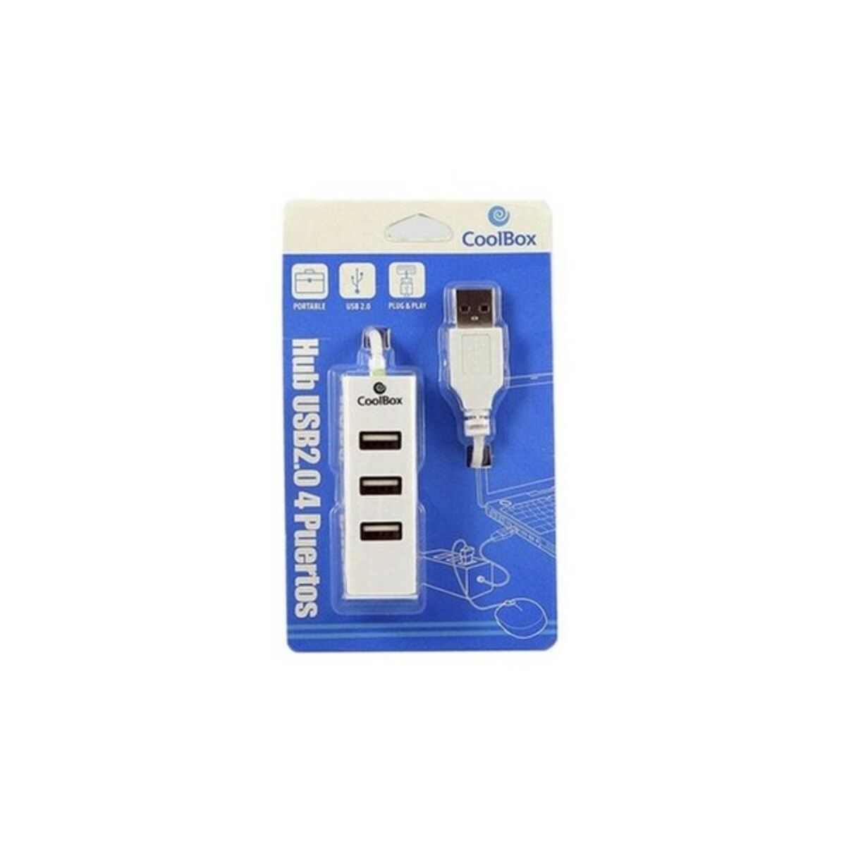 USB-HUB CoolBox COO-UPH190 Vit - 2