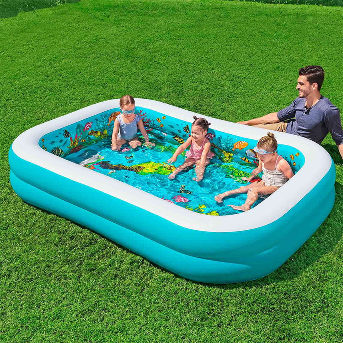 Bestway Uppblåsbar Pool 2 Kammare 3D Marinbotten med Tillbehör 262x175x51 cm +3 År Trädgård 54177 - 11